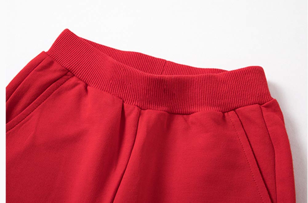 Haxico Unisex Kids Solid Cotton Drawstring Waist Winter Pants Toddler Baby Bottoms Active Sweatpants Red, 100(3T)