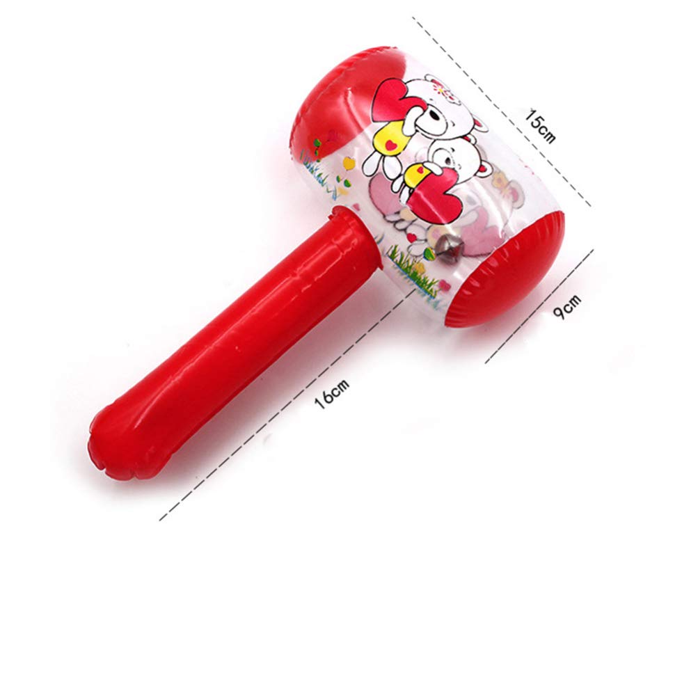 NUOBESTY 10pcs Squeaky Inflatable Cartoon Hammer with Sound Bell Clown Handle Funny Toys for Toddler Kids (Random Color)