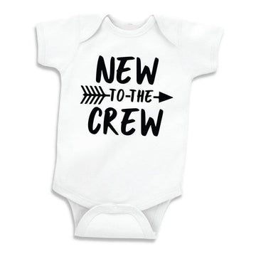 Bump And Beyond Designs Baby-Boys New To The Crew Pregnancy Announcement Newborn Leotard White, 0-3 Months