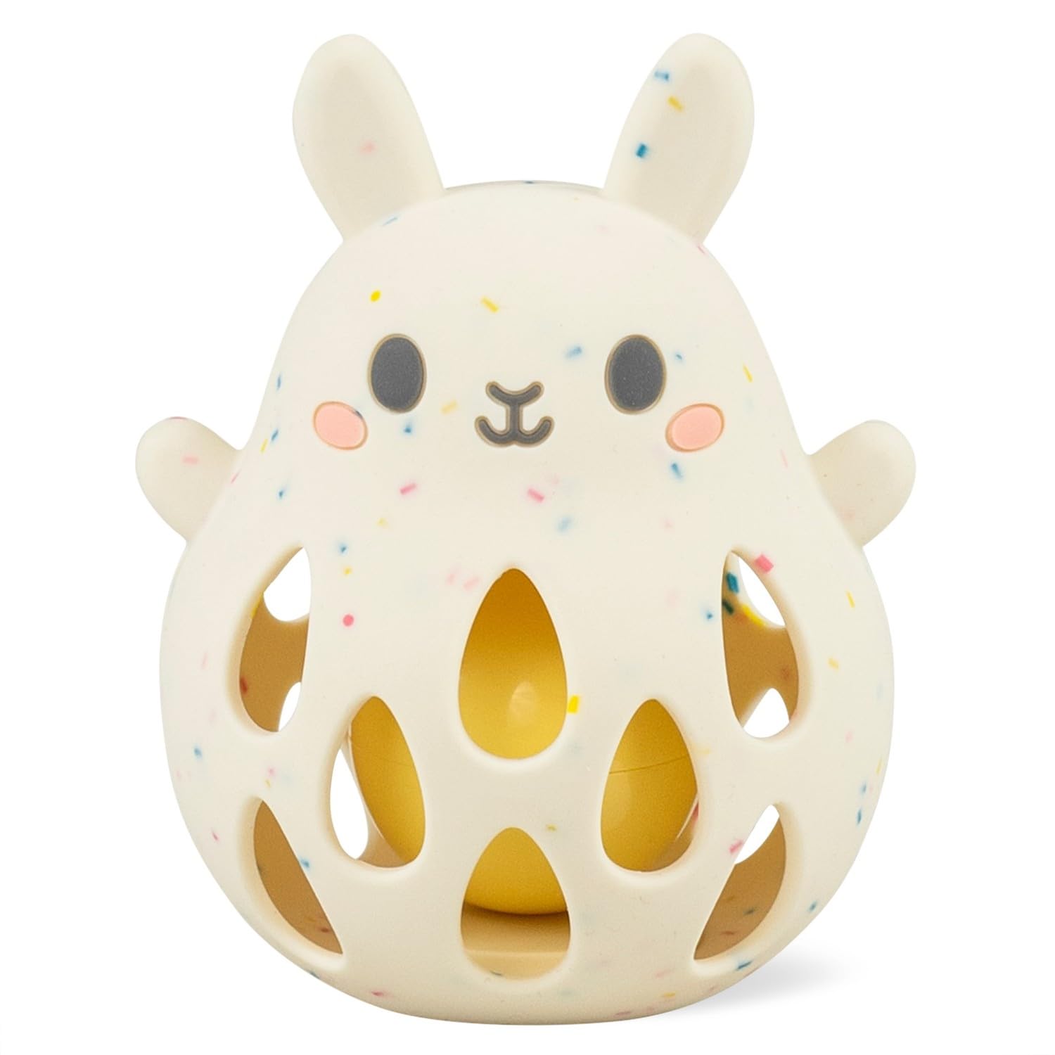 Tiger Tribe Bunny Silicone Baby Rattle - Soft BPA-Free Food-Grade Silicone with Gentle Sound, Easy Grip Sensory Toy for Infants 