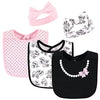 Hudson Baby Unisex Baby Cotton Bib And Headband Or Caps Set, Toile, One Size