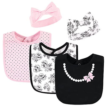 Hudson Baby Unisex Baby Cotton Bib And Headband Or Caps Set, Toile, One Size