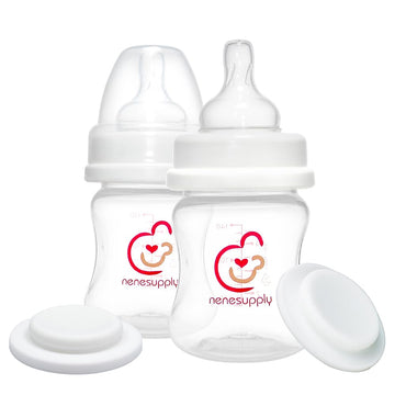 Nenesupply Feeding and Storage Bottles Collection for Spectra S1 S2 Motif Luna Breast Pumps 2 pc 4.7oz 140ml with Sealing Disc A