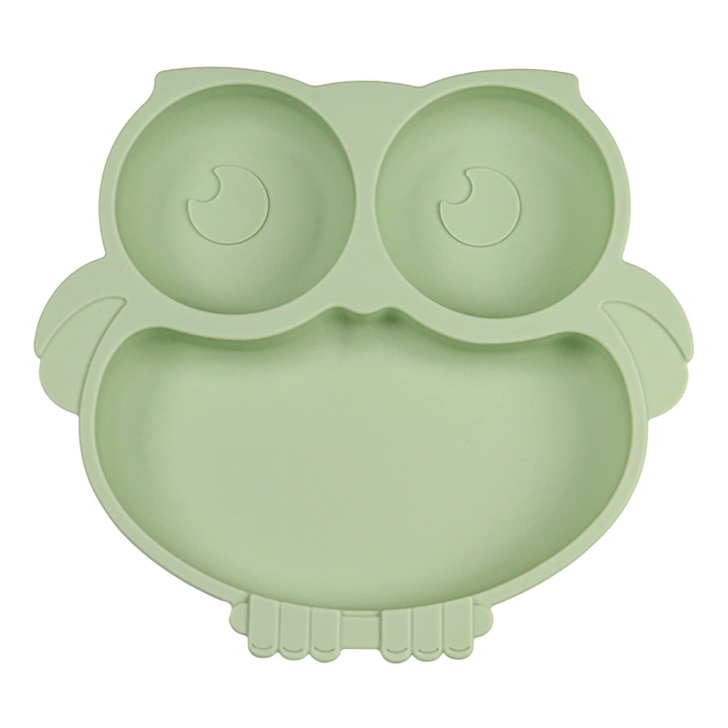 Idvvssx Silicone Baby Plate With Suction, Owl Shape Suction Plate For Toddler, Cute Kids Suction Plate, Baby Toddler Divided Pla