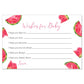 Watermelon Baby Shower Wish For Baby Cards Baby Shower Game Activity Summer Soiree Pool Party Bbq Babyq Fruit Wishes (24 Count)