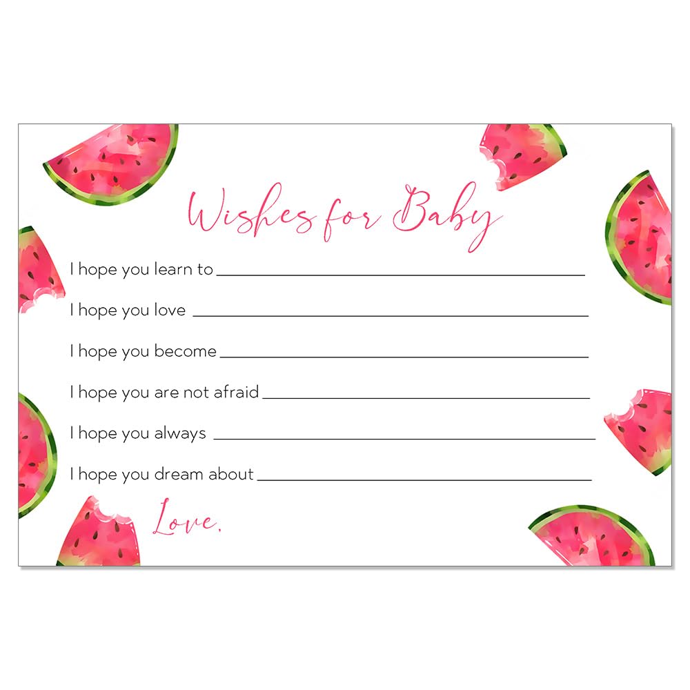 Watermelon Baby Shower Wish For Baby Cards Baby Shower Game Activity Summer Soiree Pool Party Bbq Babyq Fruit Wishes (24 Count)