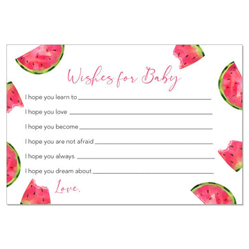 Watermelon Baby Shower Wish For Baby Cards Baby Shower Game Activity Summer Soiree Pool Party Bbq Babyq Fruit Wishes (24 Count)