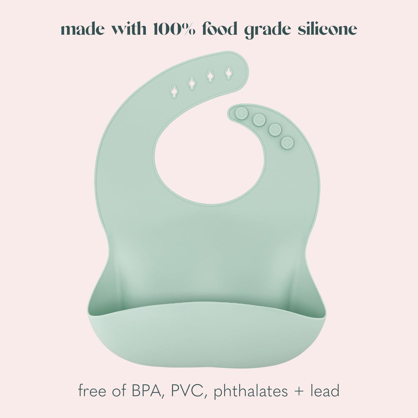 Ava + Oliver Waterproof Silicone Bib Set With Adjustable Neck Closure - Durable Silicone Bibs For Babies - Set Of 2 (Mint Confet