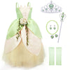 Tyhtym Princess Costumes Little Girls Dress Up Fancy Halloween Christmas Party (Tiana, 10-11T)