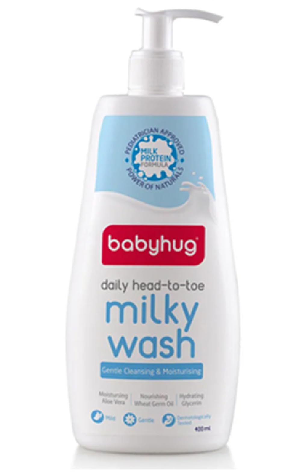 Babyhug Milk Protein Formula Daily Head To Toe Milky Wash No Tear Formula For Newborn Baby 2 In 1 Shampoo & Body Wash- 400 Ml