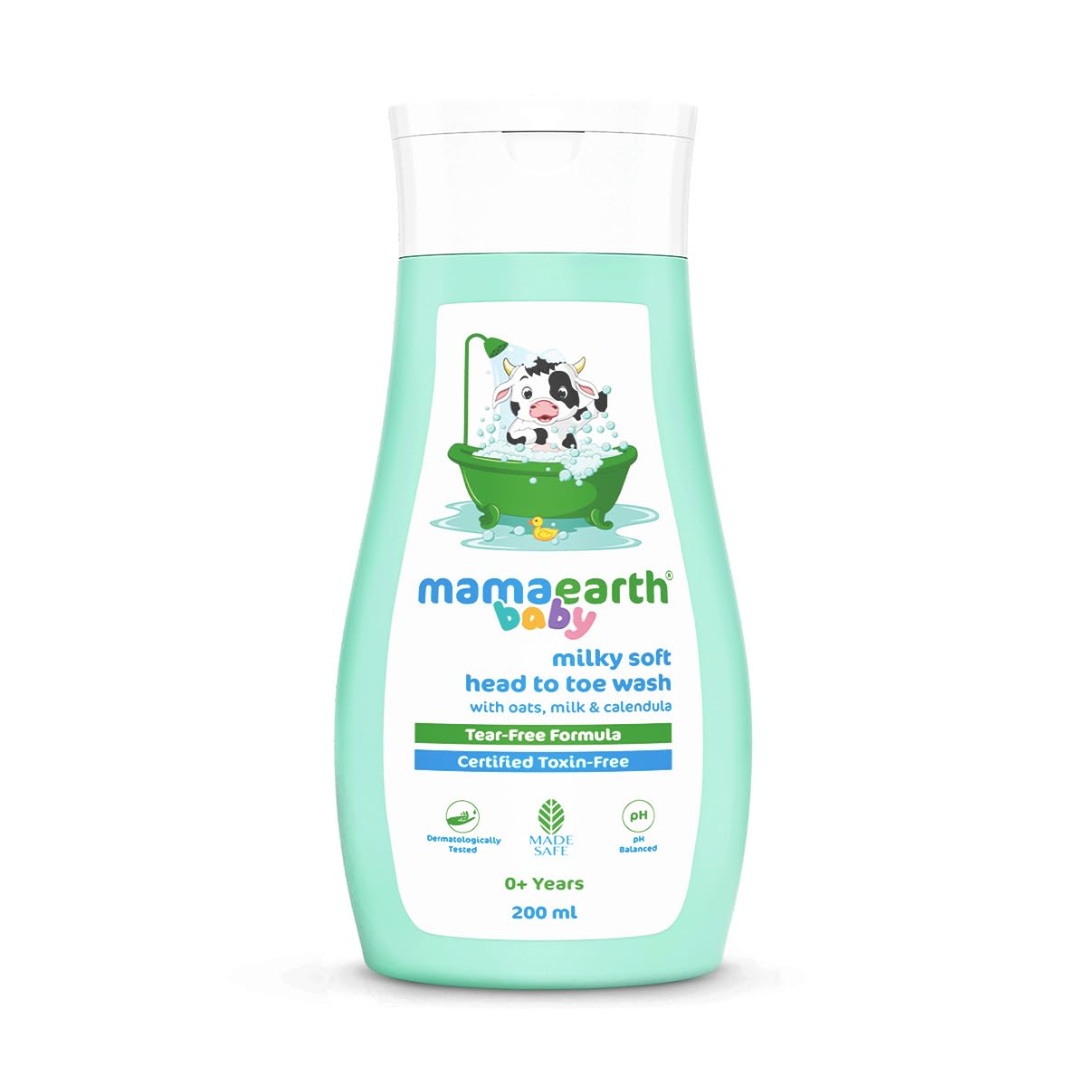 Mamaearth Milky Soft Head To Toe Wash With Oats, Milk, And Calendula For Babies- 200 Ml |2-In-1 Tear-Free Body Wash & Shampoo | 
