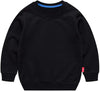Haxico Unisex Kids Solid Cotton Thin Pullover Sweatshirt T-Shirt Toddler Baby Crewneck Long Sleeve Tshirts Tops Blouse Black, 5T