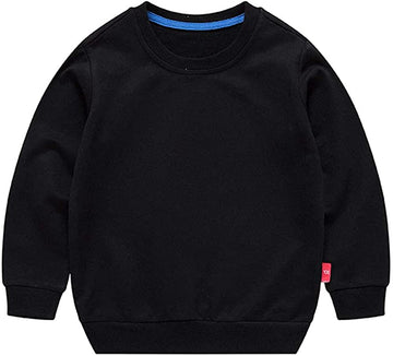Haxico Unisex Kids Solid Cotton Pullover Sweatshirt T-Shirt Toddler Baby Boys Girls Crewneck Long Sleeve T-Shirt Tops Blouse Bla