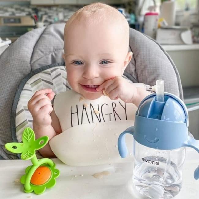 Evorie Tritan Baby Sippy Cup Weighted Gravity Straw Toddler Beginner Training Bottle, 7 Oz Leakproof Award Winning Infant Water