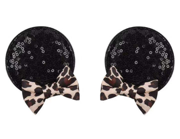 Clgift Minnie Ears Baby/Toddler Headband, Minnie Baby Ears, Minnie Ears Baby Headband, Toddler Headband (Black Leopard Hair Clip
