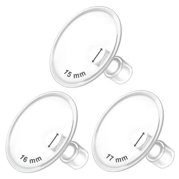 Maymom MyFit Flanges Crater Goldie Pack 15 16 17 mm Compatible with Medela Breast Pumps and Maymom Wide Base and Narrow Base Con
