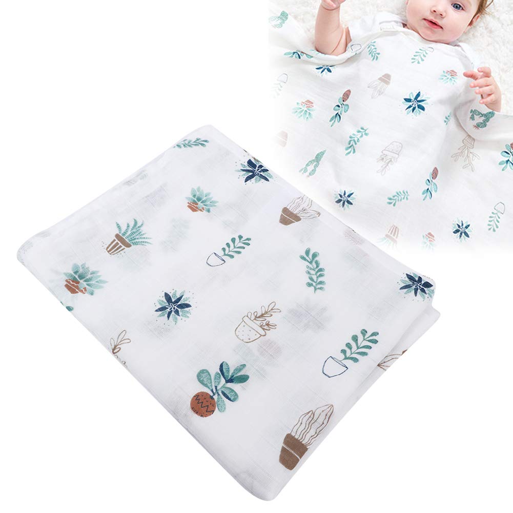 Durable Washcloth, Baby Bath Towel, Unisex Shower Towel, for Shower Infant Sleeping Baby Bathroom(Green Leaf Potted Plants, 130 