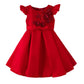 Hopscotch Girls Red Short Sleeves Floral Applique Party Dress For Ages (1824 Months)