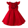 Hopscotch Girls Red Short Sleeves Floral Applique Party Dress For Ages (1824 Months)