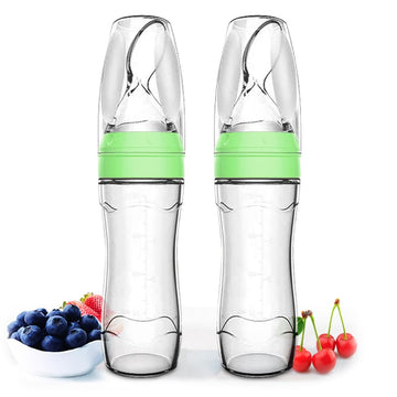 Matyz 2 Pcs Silicone Baby Food Dispensing Spoon (Green, 4Oz/120Ml) Squeeze Feeder With Spoon - Spoon Bottle For Baby - Baby Spoo