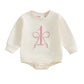 CREAIRY Baby Girl 1st Birthday Outfit My First Rodeo Western Bubble Romper Sweatshirt Long Sleeve Bodysuit Fall Clothes (Beige, 