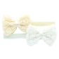 My Lello Girls Fabric Rose Bow Headbands 2 Pack (Ivory/White)