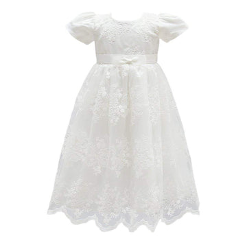 Glamulice Baby Girl Flower Christening Baptism Dress Formal Party Gown Special Occasion Dress, White, 3