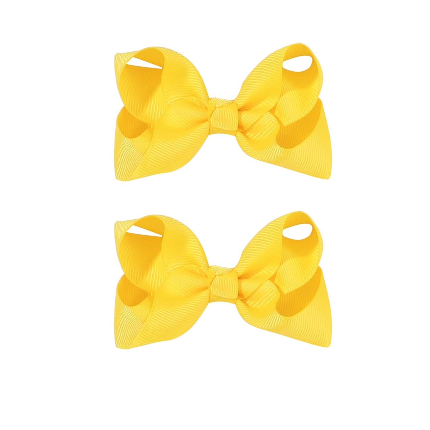 2 PCS 4.5inchs Hair Bows for Girls Grosgrain Ribbon Hair Bow Alligator Clips Hair Accessories for Baby Girls Toddlers(Yellow)