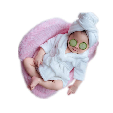 Vemonllas Fashion Cute Newborn Boy Girl Baby Costume Outfits Photography Props Bathrobe Belt Coat Sets (White)