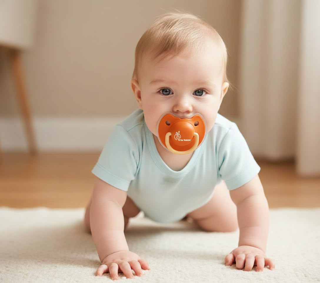 R For Rabbit Baby Tusky Pacifier Ultra Light Soft Silicone Nipple, Orthodontic Design, BpaFree For Kids Of 6 Months +|Medium|Or
