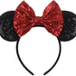 Clgift Sparkling Minnie Ears Collection: Red Sequined, Rainbow, Silver, Gold, And Blue Designs