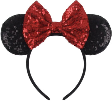 Clgift Sparkling Minnie Ears Collection: Red Sequined, Rainbow, Silver, Gold, And Blue Designs