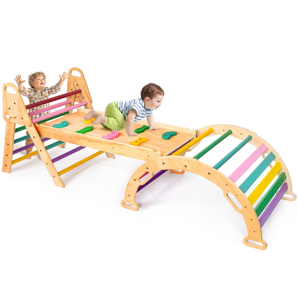 Rmoka 7In1 Foldable Baby Climbing Toys, Brown Wooden Montessori Climbi – Cutebab WBCBBB0D8HPPQD1