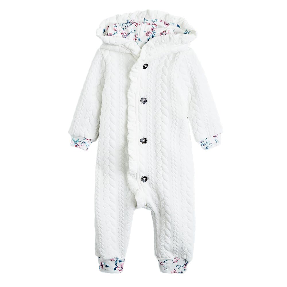 Hopscotch Girls Full Sleeves Floral Print White Footies & Bodysuit For Ages (1218 Months)