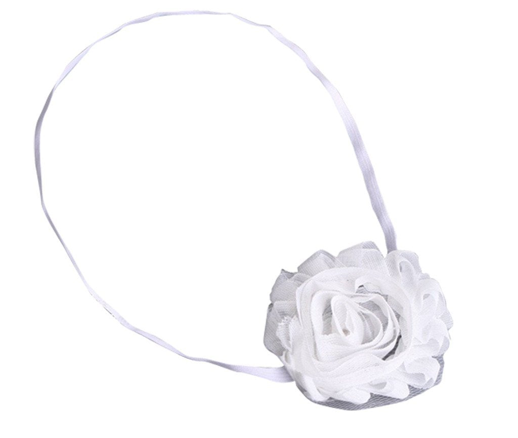 Akinoskids Newborn Soft Shabby Flower White Headband.Kids Hair Accessory