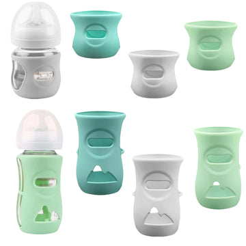 Silicone Sleeves For Avent Glass Natural Baby Bottle,6 Pack Bottles Shatter Proof Bottle Covers,Anti Flow Holder Compatible Baby