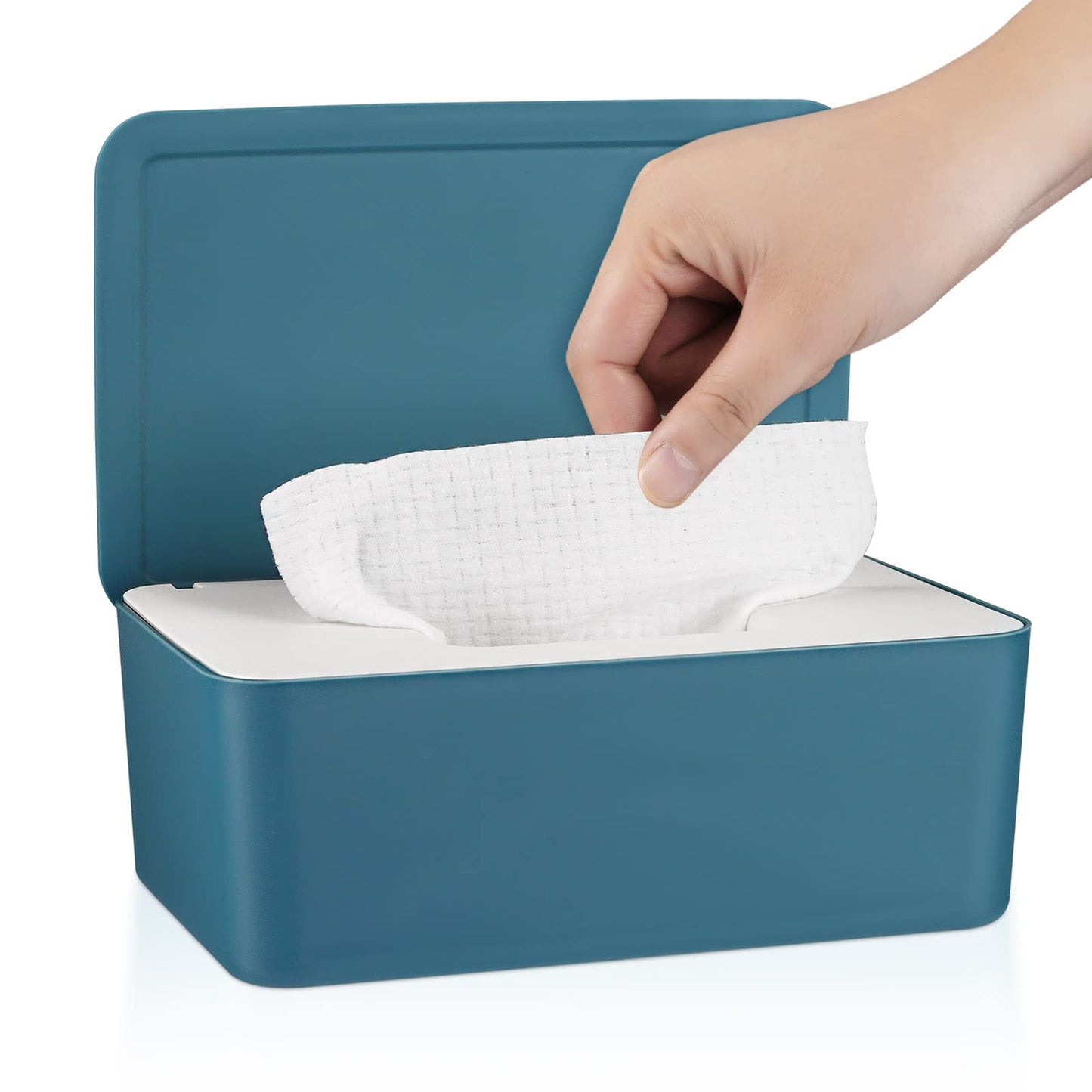 Whiidoom Diaper Wipes Dispenser Wipes Holder, Wipes Tissue Case Keeps Wipes Fresh Tissue Wipes Container With Lid (Blue)
