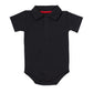 Teach Leanbh Baby Boys Pure Color Cotton Short Long Sleeve Polo Bodysuit 3-24 Months (Black, 18 Months)