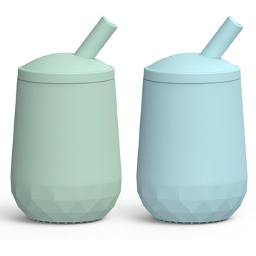 Seposeve 2 Pack Silicone Straw Cups, Leak-Proof Baby Sippy Cup For 6 Months +, Spill Proof Toddler Cup With Straw 12-24 Months,
