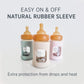 Hevea Plastic-Free Wide Neck Glass Baby Bottle With Sand Sleeve - Medium Flow Anti Colic Baby Bottles 3-24 Months - Bpa-Free, Si