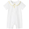 Pureborn Baby Boys Baptism Romper Short Sleeve Organic Cotton Christening Jumpsuit Blessing One-Piece Outfit White Newborn
