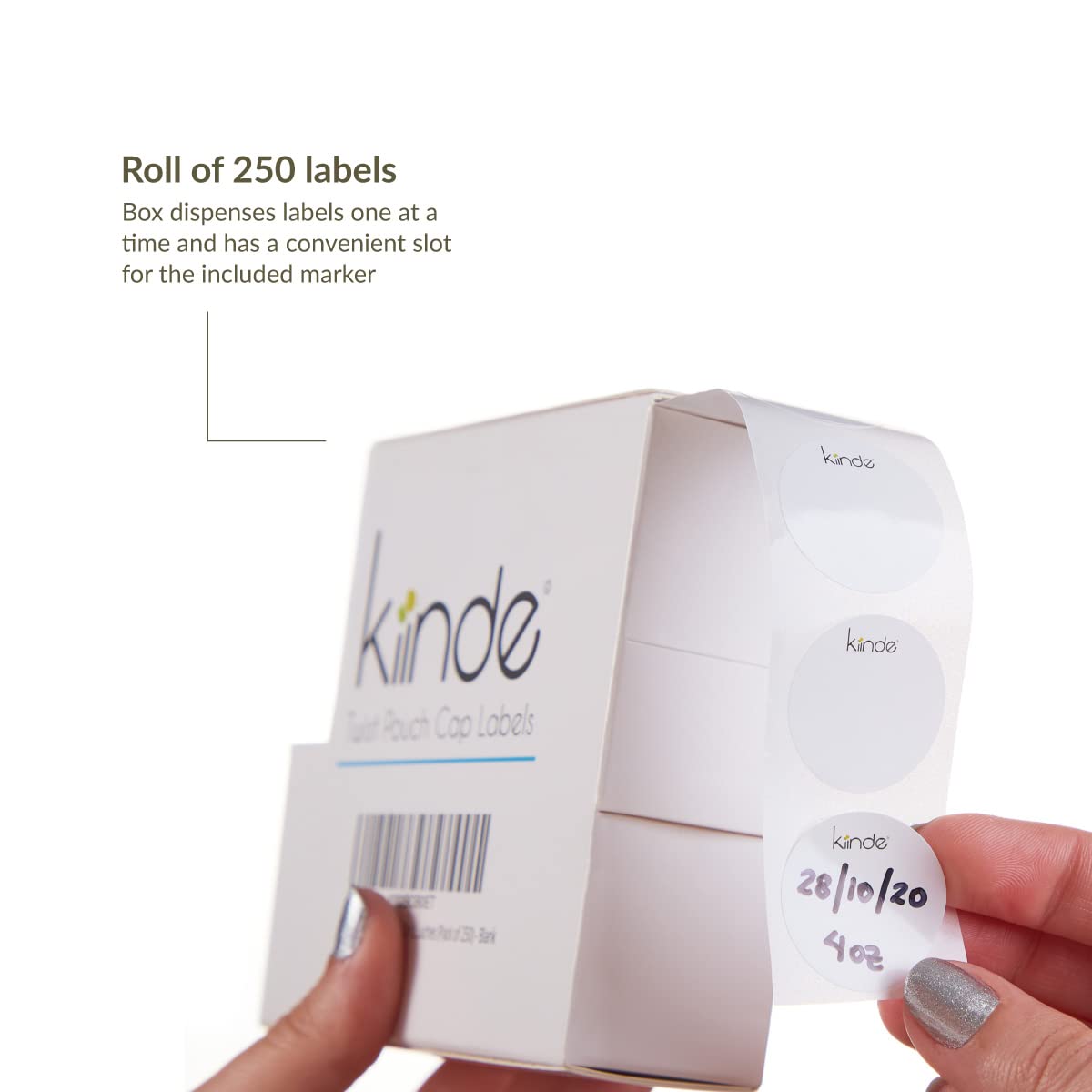Kiinde Twist Cap Single-Use Write-On Labels For Breast Milk And Baby Food Storage Pouches (Pack Of 250) - Includes Label Dispens