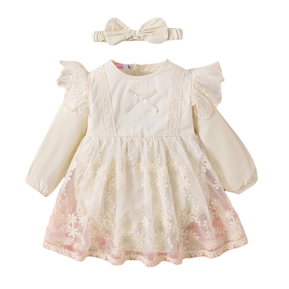 Hopscotch Baby Girls Cotton Bodysuit In Cream Color For Ages (912 Months)