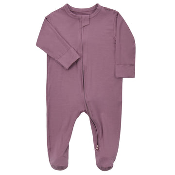 Aablexema Baby Footie Pajamas Zipper - Rayon From Bamboo Infant Footed Pjs With Mittens Sleepwear Jammies(Red Purple,6-12M)