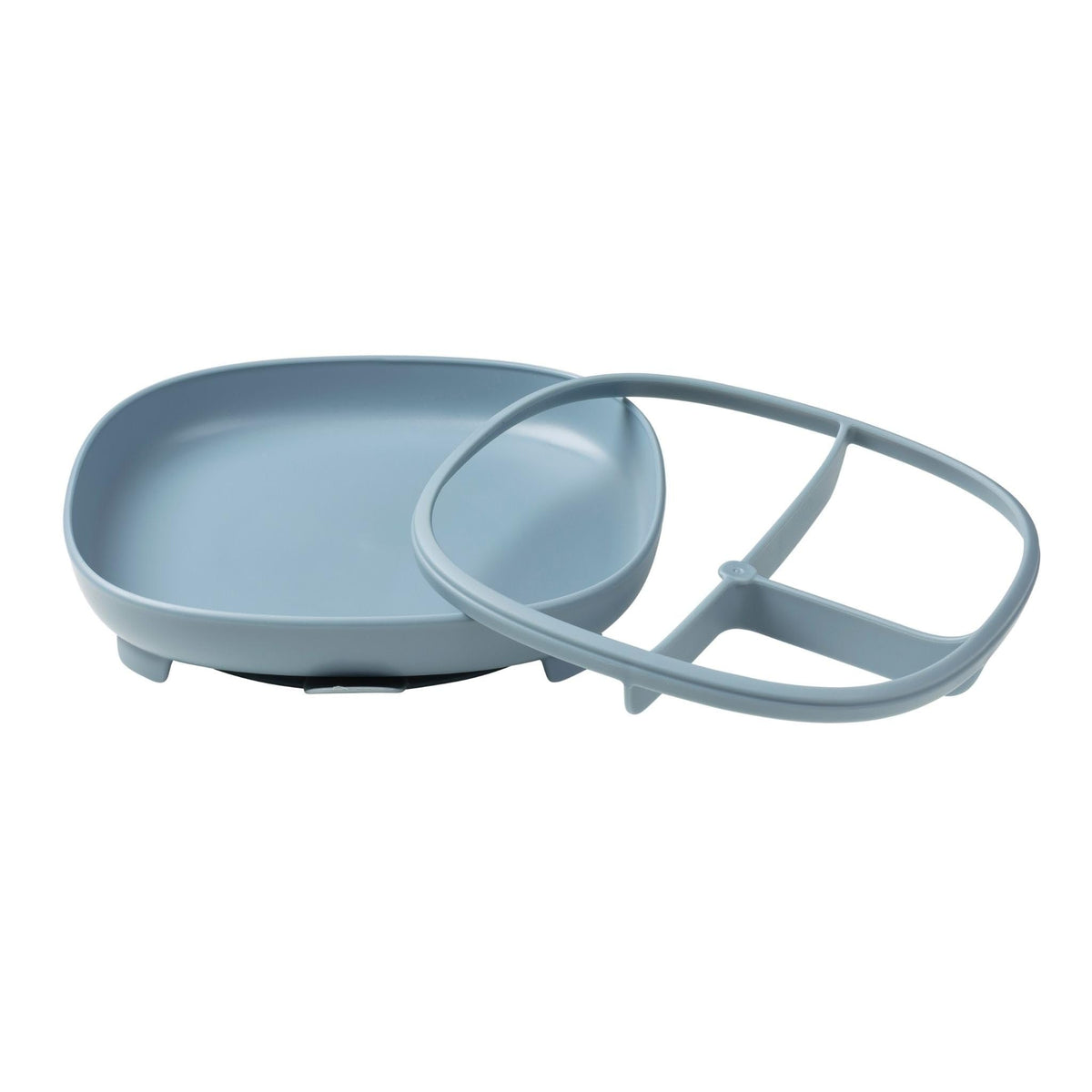 b.box 2in1 Suction Plate for Kids  Adjustable Divider, MessFree SelfFeeding & Microwave Safe  Ocean Blue