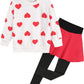 Toddler Girls Clothes Set Girls Valentine'S Day Outfit Long Sleeve Heart Sweatshirt Tops And Skirt Sets 2 Pcs Baby Pant Set For