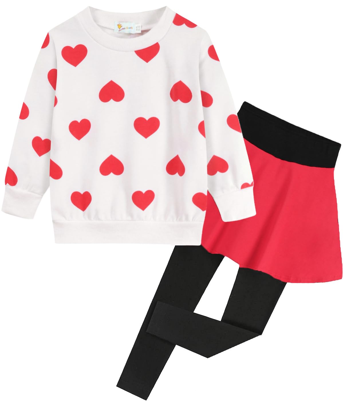 Toddler Girls Clothes Set Girls Valentine'S Day Outfit Long Sleeve Sweatshirt Heart Tops And Skirt Sets 2 Pcs Baby Pant Set For