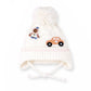 Bold N Elegant Baby Kids Warm Wool Grandma Knitted Astronaut Car Print Cute Winter Cap Beanie Hat Topa With Tie Up Winter Access