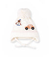 Bold N Elegant Baby Kids Warm Wool Grandma Knitted Astronaut Car Print Cute Winter Cap Beanie Hat Topa With Tie Up Winter Access