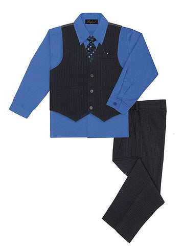 Igirldress Baby Boys' And Special Occasion Pinstripe Vest Set Navy/Victoria Blue 9-12Mos
